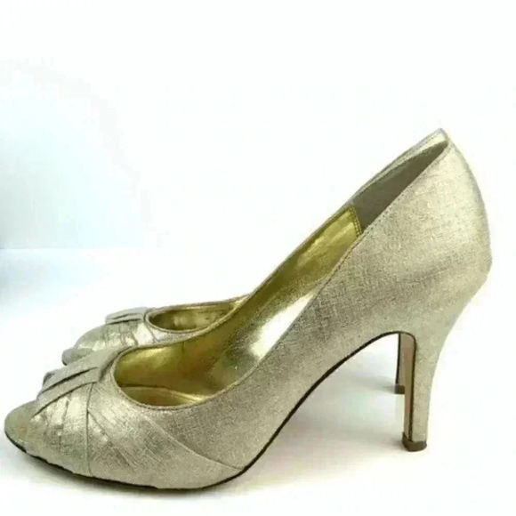 Nina heels size 9 39 Gold metallic peep toe pumps - Picture 3 of 8